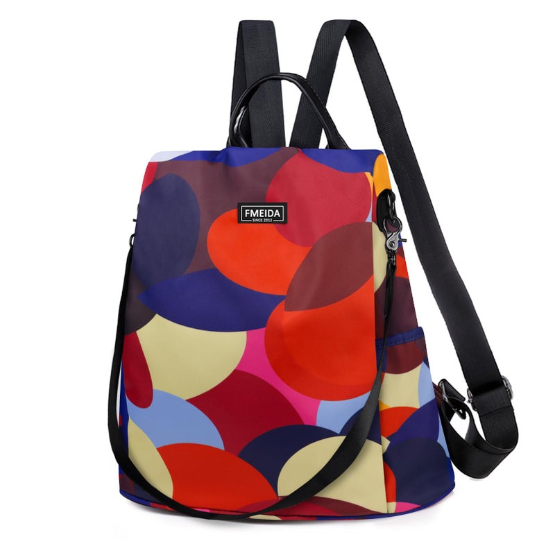 Fmeida Backpack for Women Anti Theft Back Pack Purse Waterproof Nylon Backpack for College Bookbag Fashion Travel Shoulder Bag Colorful Polka Dots - Image 1